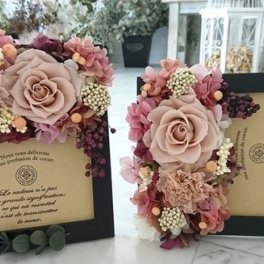 ステラ【ヌードピンク】 プリザーブドフラワー　結婚祝い 記念日 母の日ギフト　結婚記念日　壁掛け フォトフレーム 写真立て  