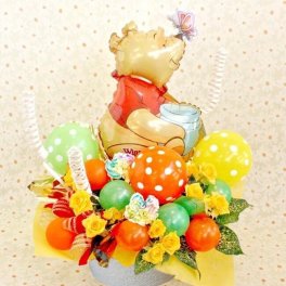 生花 プーさん レインボーカーネーション バルーン フラワー ギフト 誕生日 結婚式 発表会 卒業 開店祝い 周年祝い 退職 送別 出産祝い 卒業祝い 入学祝い 卒園