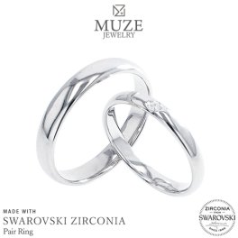 スワロフスキージルコニア使用 ペアリング   結婚指輪 MUZE JEWELRY マリッジリング 指輪 シルバー925 プラチナ仕上げ カップル リング ペア プラチナ仕上げ SV925 プロポーズ 記念 made in japan 刻印 名入れ roryxtyle
