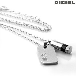ディーゼル ブランド ネックレス ペンダント メンズ レディース チェーン ステンレススチール プレート DX1156040 シルバー アクセサリー おしゃれ ギフト