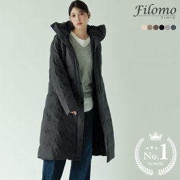 ダウンコート レディース ロング ダウン90% フード付き Filomo 100cm ダウン コート 超ロング丈 ロングコート ロング丈コート ブラック 冬 アウター ギフト プレゼント (2499r) バレンタイン 成人祝い