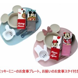 ベビー食器セット ベビーギフトセット名入れ お名前 刺繍 ネーム 【ディズニー★ベビー食器セット】お名前入れ無料のエプロン付き！  お食い初め  出産祝い お食事エプロン 離乳食 電子レンジ使用可 赤ちゃん 女の子 男の子 ポリプロピレン　スモークトーン