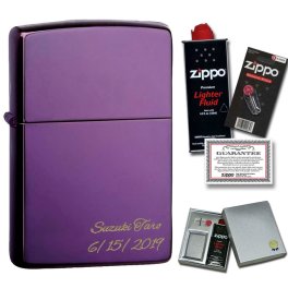 名入れ 彫刻 ZIPPO ライター 消耗品付き（オイル＆替え石）ギフトセット #24747 アビス 永久保証