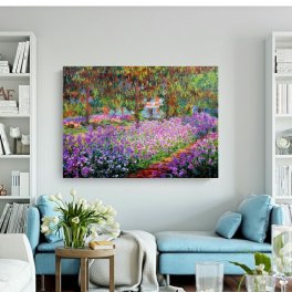 父の日 母の日　クロード・モネ モネの家の庭 油絵 風景画 壁掛け 名画 ファブリック パネル オシャレ インテリア アートパネル リビング プレゼント 送料無料
