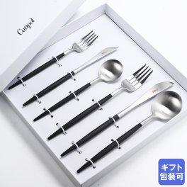 クチポール Cutipol GOA ゴア ブラック ディナー&デザート ナイフ フォーク スプーン 6点セット ギフト 贈り物 純正ギフトBOX付 カトラリーセット 送別会 引っ越し祝い 誕生日 お中元 結婚祝い 結婚式 プレゼント 息子 娘 ハンドメイド カトラリー 洋食器【スペシャルラッピング660円(別売り)】 高級 父の日 母の日 即日発送 成人祝い ホワイトデー