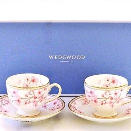 ウエッジウッドWEDGWOOD スプリングブロッサム　兼用カップ＆ソーサー　ペア（ブランドボックス付き）