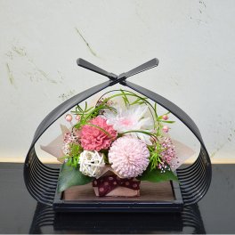 本州送料無料・12時までのご注文で即日発送（土・日・祝は除く）和風プリザーブドフラワー 桃月(とうげつ) フラワーギフト 花ギフト 誕生日 プレゼント 古希 お祝い アレンジメント 米寿 白寿 喜寿 卒寿 傘寿