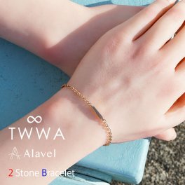 【つけっぱなしok】私達の2つの誕生石を身に着ける シンプル チェーン ブレスレット 2ストーン TWWA インフィニティ 単品販売 オーダーメイド アレルギー フリー ステンレス 名入れ 刻印 カップル ギフト 記念日 レディース メンズ ペア お揃い ペアブレスレット ペアアクセサリー Alavel ブランド エラベル 恋人 デート  記念 推し活 大人 秋 冬 クリスマス