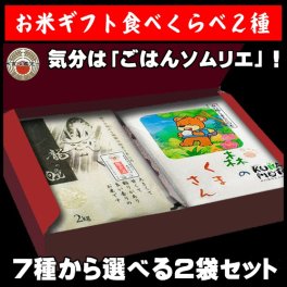 龍の瞳、森のくまさんを含んだ希少7種類から2品選べるギフトセット♪（魚沼産コシヒカリ、つや姫、龍の瞳、ゆめぴりか、さがびより、森のくまさん、仁多米）お米ギフト食べくらべ！選べる2種類セット【送料無料(一部地域を除く)】