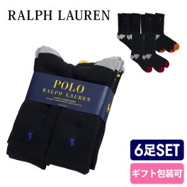 ポロ ラルフローレン 靴下 メンズ 父の日ギフト POLO RALPH LAUREN メンズ 靴下 ソックス ブラック 6足セット 10-13 (日本サイズ25～30cm相当) 821006PK4 100130 BKAST 誕生日プレゼント 男性 通販 