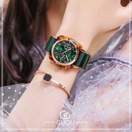 GUOU レディース腕時計 女性用 腕時計 時計 ウォッチ ラインストーン石使用クォーツ アクセサリー ラッピング無料 送料無料 かわいい おしゃれ ゴールド ブレスレット 旅行 イベント カジュアル 通勤 通学 円形