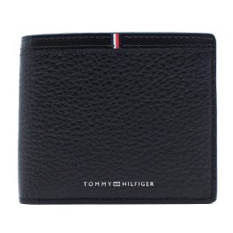 トミーヒルフィーガ　TOMMY HILFIGER　二つ折り財布　AM0AM13970 BDS　ブラック　レザー　TH CORP CREDITCARD AND COIN　ヨーロッパライン