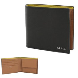 ポールスミス Paul Smith 二つ折り財布 折り畳み M1A4833 二折財布小銭入付き BLACK ブラック レザー メンズ