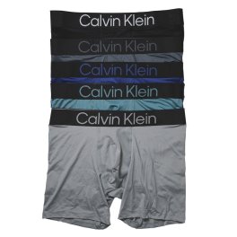 カルバンクライン：MICROFIBER STRETCH BOLD LOGO ボクサーブリーフ 5PK (ブラック／タービュランス／マザリンブルー／ダスティセージ／ウルフ)[ボクサーパンツ/ 男性下着/ メンズインナー/人気ブランド/おすすめギフト/誕生日プレゼント/メンズファッション]