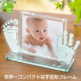 コンパクト 手形 足形 赤ちゃん 名入れ フォトフレーム【そのまんまオブジェ フォトフレーム】ましかくプリント 写真立て アクリル メモリアル 仕立券 スタンプ インク キット 手型 足型 誕生記念 出産祝い 出産 内祝い ギフト プレゼント 100日祝い ハーフバースデー 1歳 誕生日 誕生石 熨斗