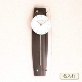 【名入れ】TICKAWAY / ティックアウェイ ミニ振り子時計 / ブラウン ( ネーム メッセージ 名前入り ) クロック 時計 法人 記念品 創立記念 周年記念 竣工 表彰 還暦 退職祝い オリジナルギフト ガラス 彫刻