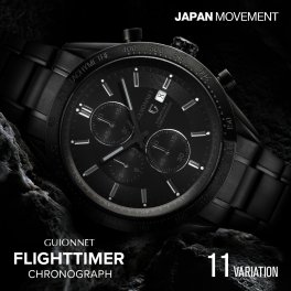 GUIONNET ギオネ フライトタイマー タキメータークロノグラフ 腕時計 メンズ 時計 男性用 レーシングクロノグラフ 高級感 メンズウォッチ ビジネス オフィス エレガント スポーティー クォーツ 電池式 ブラック プレゼント ギフト 誕生日
