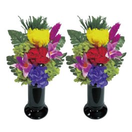 仏花 プリザーブド仏花 2個セット 花器付き 色華やか 仏壇 お花 日本製　送料無料