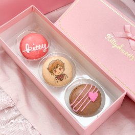 文字入れ◎プリントマカロン入りギフト3つ入り♡チョコ・バニラ・フレーズ　バレンタイン　ホワイトデー　プレゼント　お菓子　可愛い