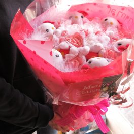 成人式 キティ 花束 成人祝い 20歳 プレゼント キティ ぬいぐるみ いっぱい入り 6個入り キティ ブーケ フラワーギフト