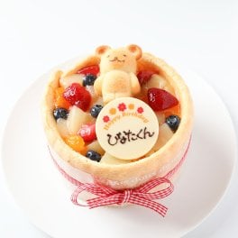 くまのフィナンシェ付 4号 豆乳クリームのファーストバースデーケーキ スマッシュケーキ 