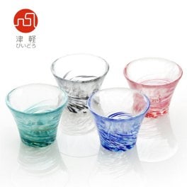 【津軽びいどろ】盃コレクション　ラッパ　舞桜　滝風　夏椿　夜露 盃　日本酒　ガラス　冷酒　酒器