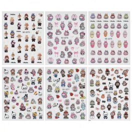 ラブブ ネイルパーツ 3D 立体 ネイルアート 装飾 ネイル用品 シール ジェル DIY アクセサリー 6枚セット 可愛い ギフト グッズ labubu