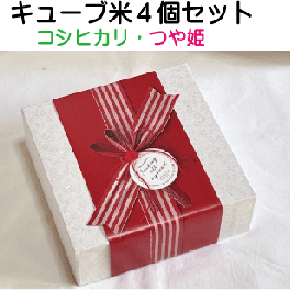 キューブ型お米セット4個組【つや姫・コシヒカリ】内祝・お返し