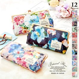 【全注文ラッピング仕様】ボタニカルフラワー がま口通帳ケース 化粧ポーチ 小物入れ 花柄 かわいい おしゃれ レディース 女性 シャレールヤハタ Cyalel Yahata