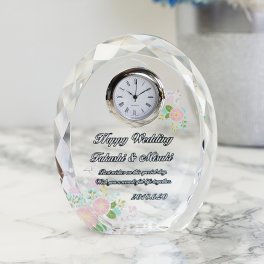  結婚祝 周記念 誕生祝 開店祝 退職祝 還暦記念 出産祝 クリスタル時計 DT-4 カラー印刷 名入れ無料 