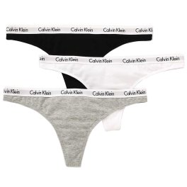 カルバンクライン Calvin Klein(CK) Tバック ビキニ アンダーウェア 3枚セット アソート コットン お買い得 インナー 下着 QD3587 999 レディース ブラック+グレー+ホワイト
