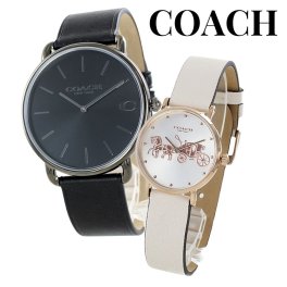 ペアウォッチ コーチ COACH 腕時計 メンズ レディース ペアセット おしゃれ ブラック×オフホワイト レザーベルト シンプル カップル 夫婦 両親 ペアギフト プレゼント 誕生日 記念日 成人 卒業 入学