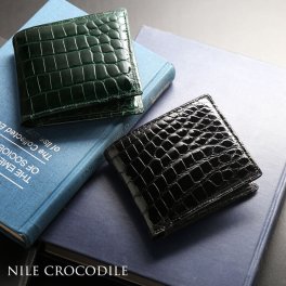 クロコダイル メンズ 折り財布 日本製 シャイニング 加工 一枚革 センター取り 小銭入れ付き 二つ折り JRA 本革 鰐革 男性 財布 プレゼント ギフト(06001740-mens-1r) クリスマス バレンタイン 父の日 春財布 定年退職 バレンタイン 成人祝い