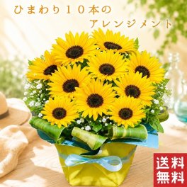 花 ひまわり 10本アレンジメント 生花 お供え お祝い プレゼント 送別 贈り物 誕生日 誕生日プレゼント かすみ草 女性 母 祖母 義母 女友達 男性 父 花 誕生日 お祝い フラワー ギフト お誕生日 お花 米寿 古希 還暦 喜寿 祝い 誕生日ギフト