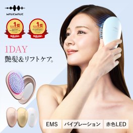 EMS Brush Air mini クッションブラシ マイクロカレント マイナスイオン ヘアケア ヘアブラシ イオンケア 頭皮ケア リフトアップ 寝ぐせ 寝癖 くせ毛 赤LED 赤色LED ブラッシング 静電気 除去 ツヤ ツヤ髪 艶髪 櫛 くし クシ 誕生日 プレゼント ギフト 彼女 妻
