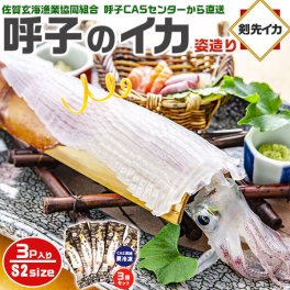 旅サラダ TVで紹介／ 呼子のイカ｜呼子 剣先いか姿造り（S2サイズ）× 合計3P | 約150～199g（1個あたり） CAS凍結 高級 剣先いか イカそーめん お刺身 天ぷらでも 姿造り 呼子漁港直送