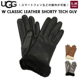 UGG 手袋 レディース 通販 革 シープスキン 伝導性レザー スマホ対応 スマートフォン対応 スマホ 操作 秋冬 上品 きれいめ ファー 防寒 あったか アグ CLASSIC LEATHER SHORTY TECH GLV クラシック レザー ショーティ テック グローブ 19033 女性用 ファッション小物