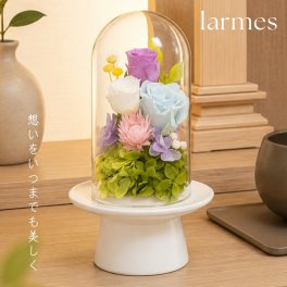 プリザーブドフラワー 仏花 ガラスドーム ミニ 仏壇用 小さい お供え 花 フラワー アレンジメント 【ラルム】 お悔やみ 四十九日 49日 法事 法要 1周忌 一周忌 初七日 七回忌 命日 おしゃれ お盆 初盆 新盆 ブリザードフラワー プリザードフラワー プリザーブド ギフト