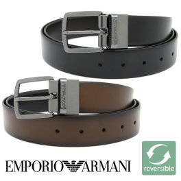 エンポリオアルマーニ メンズベルト リバーシブル レザー 回転式バックル EMPORIO ARMANI ブランド ベルト メンズ ブラック ダークブラウン ブラウン Y4S576 Y748I 選べる2カラー 【ラッピング無料 誕生日 お祝い プレゼント ギフト 贈り物】 送料無料