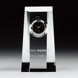 KAGAMI カガミクリスタル オプティカルクロック Q428 単品 名入れ彫刻代込み 記念品 受賞記念 プレゼント お祝い 名前 刻印 トロフィー ホールインワン カガミ 法人記念品 周年記念 永年勤続 時計 クリスタル 光学ガラス シンプル クロック