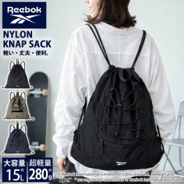 【一部予約】Reebok リーボック ナップサック ナップザック リュックサック ナイロンバッグ メンズ レディース 軽量 軽い 日常使い ファスナーポケット 黒 大人 学生 セカンドバッグ サブバッグ スポーツバッグ 旅行 体操着入れ 部活 合宿 ジム karlas