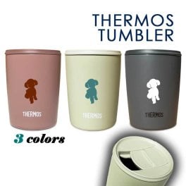 【新商品】プードル サーモス 蓋つき タンブラー 300ml 保温 保冷 ステンレス マグカップ ふた スライド ワンタッチ 真空 断熱 二重構造 オリジナル トイプードル トイプー ミニチュアプードル 犬 ペット