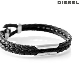 ディーゼル ブランド ブレスレット メンズ DIESEL レザー ステンレススチール DX1247040 ブラック シルバー アクセサリー おしゃれ プレゼント ギフト