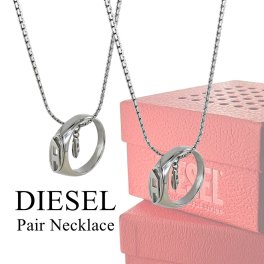 ディーゼル ペアネックレス リングトップ シルバー ステンレス ペンダント メンズ レディース DIESEL ペアアクセ お揃い カップル 夫婦 プレゼント ペアギフト 成人 卒業 入学