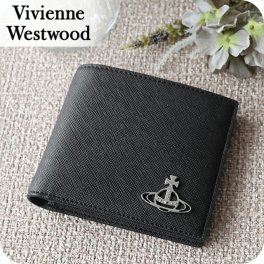ヴィヴィアン ウエストウッド 二つ折り財布 メンズ レディース Vivienne Westwood SAFFIANO PLAIN レザーウォレット ロゴ 5115002PM S000B N401