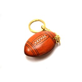 【手描き名入れ無料】本革製国内ハンドメイド　ラグビー／アメフトボール　キーホルダー【VANCA革物語】