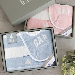 【出産祝い】『GAP』ボーダーベア ベビータオルギフト ギフトセット ギャップ　ピンク　ブルー　赤ちゃん　名入れ　名前入り　男の子　女の子　刺繍