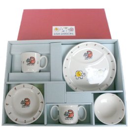 【リサラーソン】日本製　本格的な磁器製お食事セット　5点セット★お食い初め 赤ちゃん プレート お食事 マグカップ ボウル ギフト　出産お祝いやギフトにもどうぞ