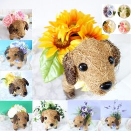 ワンちゃんバスケット(ダックスフンド風) プレゼント ダックス 鉢植え ギフト 造花 犬 一部送料無料 父の日 誕生日 敬老の日 発表会 母の日 可愛い 
