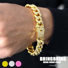 マイアミキューバン ブレスレット 喜平チェーンブレスレット メンズ ゴールド シルバー gold silver HIPHOPアクセサリー キラキラ 男性